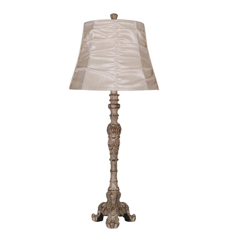 Antique Style Buffet Table Lamp with Ruched Shade Cream - Elegant Designs, 4 of 5