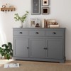 Costway 53.5" Storage Cabinet with 3 Drawers 2 Adjustable Shelves Buffet Sideboard Gray - 4 of 4