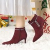 Allegra K Women's Bling Rhinestone Pointed Toe Stiletto Heels Ankle Boots - 2 of 4