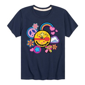 Boys' - Peanuts - Woodstock Peace And Love Flair Short Sleeve Graphic T-Shirt - 1 of 4