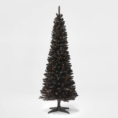 6ft Pre-lit Shiny Black Alberta Spruce Artificial Tree Clear Lights - Wondershop™