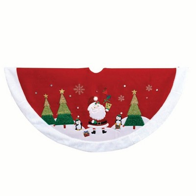 Kurt Adler 48" Red, Green, and White Santa Applique Treeskirt