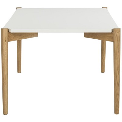 White and Natural Wood Rectangular Coffee Table