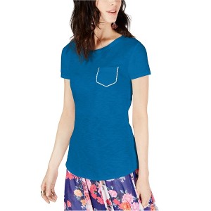 I.N.C International Concepts Womens Pocket Embellished T-Shirt, Blue, Medium - 1 of 1