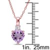 EVERLY JEWELRY | Rose Plated Sterling Silver Rose de France and Created White Sapphire Heart Pendant with Chain, 18 inc - 2 of 4