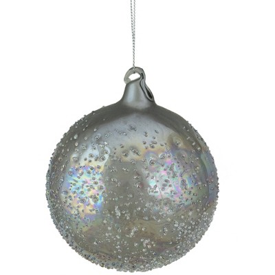 Northlight 4" Silver Iridescent Glass Ball Christmas Ornament