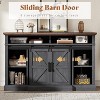 AMERLIFE 66" W Farmhouse TV Stand, Wood 40" H Tall Entertainment Center with Sliding Barn Door - 4 of 4