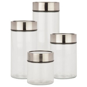 Honey-Can-Do 4pc Date Dial Jar Set: Glass Kitchen Storage Jars with Stainless Steel Lids, Clear, Food Container Set - 1 of 4