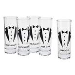 Blue Panda Set of 5 Clear Shot Glasses 2 oz - Groom, Best Man & Groomsman for Bachelor Party Favors Supplies