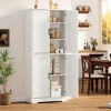 Homhougo 70in Tall Kitchen Pantry Cabinet, Freestanding Storage Cabinet with 4 Doors and Adjustable Shelves, Large Utility Hutch Cupboard White - 3 of 4