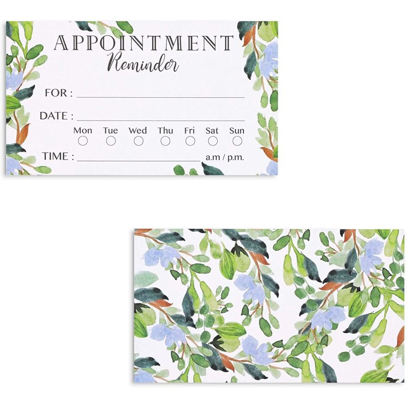 200 Count Appointment Reminder Cards for Business Grooming Salon Dental Office, Foliage Design, 3.5 x 2", 3 of 6