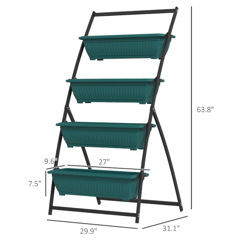 4-Tier Plastic Raised Garden Bed with Mrtal Frame, Planter Boxes with Stand for Vegetable, Flowers and Herbs - The Pop Home, 3 of 10