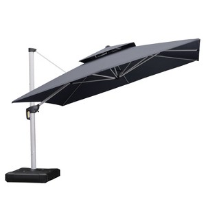 PURPLE LEAF Square Patio Umbrella Cantilever Umbrella with Base for Pool Lawn Garden 360° Rotation - 1 of 4