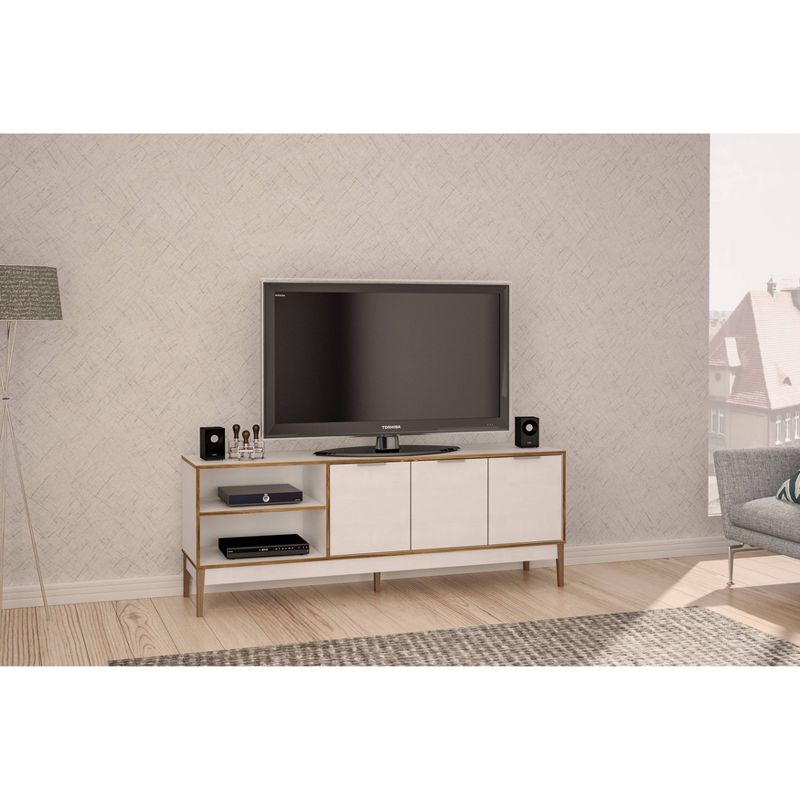 Boston TV Stand for TVs up to 75&#34; White/Light Brown - Polifurniture, 5 of 12