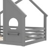 Sapphtopaz House Floor Bed Frame for Kid with Roof & Window Solid Wood Platform Bed with Fence for Kids Bedroom, Playroom, Nursery, Black - 4 of 4