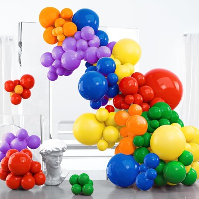 PartyWoo Balloon Arch Kit Rainbow Multicolor Colorful Assorted Primary 36 18 12 10 5 Inch 100 pcs