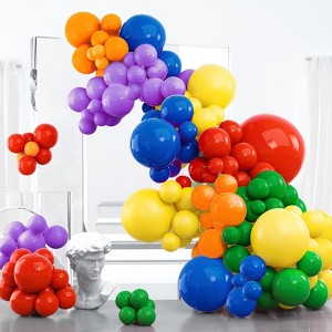 PartyWoo Balloon Arch Kit Rainbow Multicolor Colorful Assorted Primary 36 18 12 10 5 Inch 100 pcs - 1 of 4