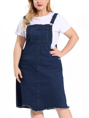 Agnes Orinda Women's Plus Size Overall Frayed Adjustable Strap Denim ...