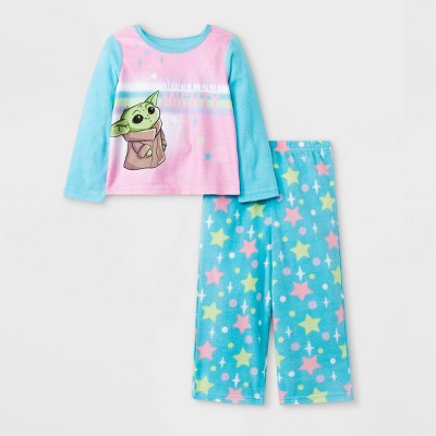 Toddler Girls' 2pc Star Wars Yoda Fleece Pajama Set - Blue
