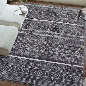Boho Marble Rugs Washable Area Rug Geometric Distresses Farmhouse Accent Rugs Ultra-Thin Throw Rugs Floor Carpet for Living Room - 1 of 4