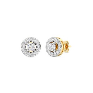 Gilded Lab-Grown Diamond Sterling Silver & 14KT Yellow Gold-Plated Stud Earrings for Women, Round Halo Shaped, 1/4, 1/2, 3/4, 1 Carat Total Weight - 1 of 4