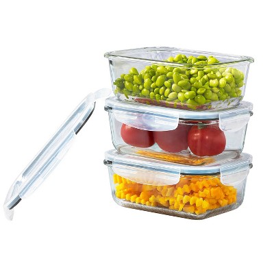 Mason Craft & More 24oz Set of 3 Rectangular Food Storage Containers with Lids