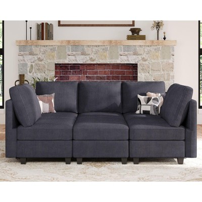 Belffin Modular Sectional Sleeper with Storage Ottoman Corduroy Sectional Couch with Chaise Convertible Modern Sectional Sofa Couch