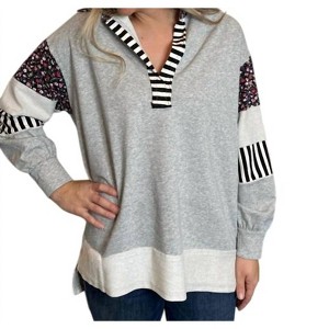 Women's Floral Multi Rugby Oversized Top - umgee - 1 of 2