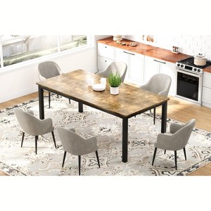 79 In Industrial Dining Table,Large Kitchen Table with Metal Legs,Round Corners,Wooden Conference Tables Writing Desk for Dining Room,Living Room - 1 of 4
