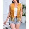 Womens Sequin Fringe Sleeveless Vest Sparkly Lightweight Fitted Jacket Cardigan - 2 of 4