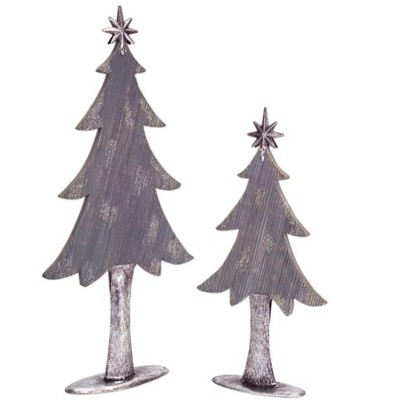 Melrose Set of 2 Gray and Silver Christmas Tree Tabletop Decor 27"