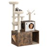 55'' Cat Tree with Litter Box Enclosure, All-in-One Wooden Cat Tower with Scratching Posts & Detachable Teaser Sticks, Cat Furniture for Indoor Cats - 2 of 4