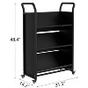 GustoWave Metal Rolling Book Storage Cart, V-Shaped 3-Tier Display Shelf with Side Hooks & 4 Lockable Wheels - Black - 2 of 4