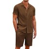 COOFANDY Men's 2 Pieces Casual Beach Outfits Short Sleeve Button Down Shirts Summer Short Set - 4 of 4