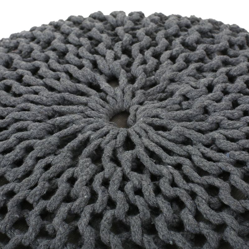 Nahunta Modern Knitted Cotton Round Pouf - Christopher Knight Home, 6 of 11