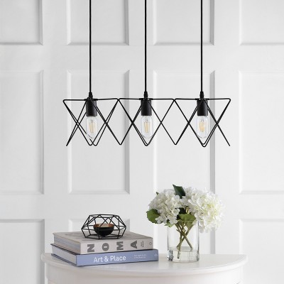 Black Geometric Triangular 3-Light LED Island Pendant