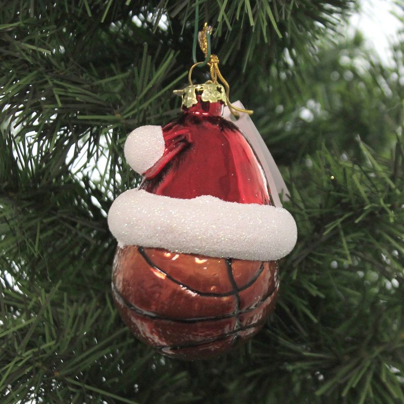 Noble Gems 3.5 Inch Santa Hat Sport Ball Noble Gem Hand Crafted Christmas Tree Ornaments, 2 of 4