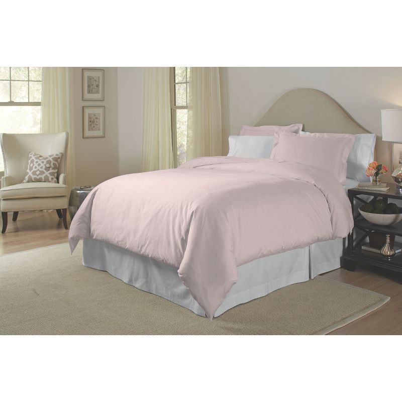 Pointehaven 200 Thread Count Solid 100% Combed Cotton Breathabale Crisp Percale Woven Duvet Set, 1 of 3