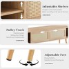 QingMoon Rattan Coffee Table, Rectangle Sofa Table with Storage Sliding Door and Solid Wood Legs for Living Room, Apartment - 4 of 4