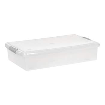 IRIS 40qt Underbed Plastic Storage Container with Lid and Buckles Clear