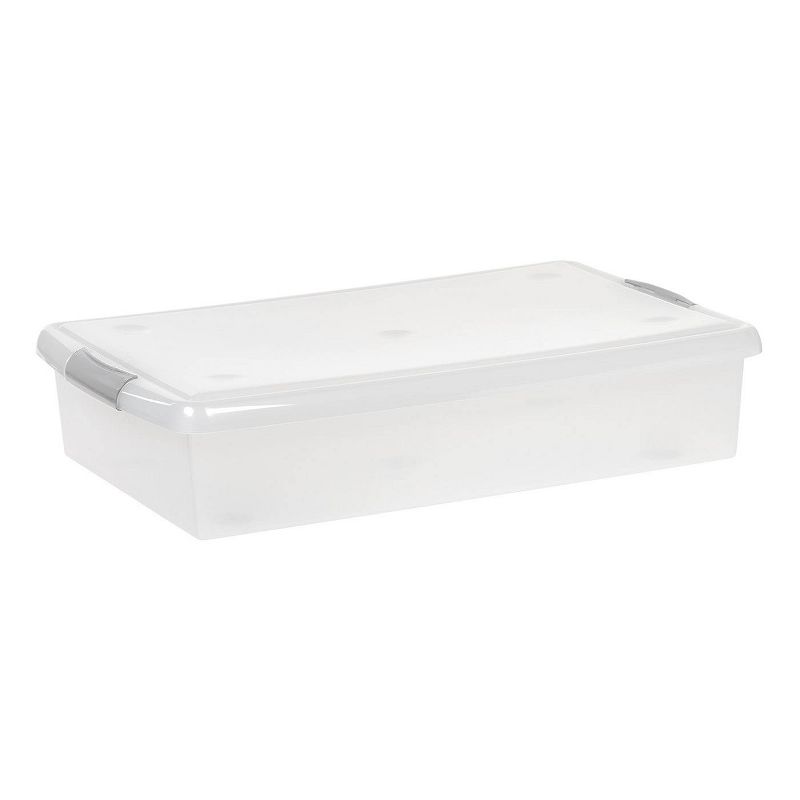 IRIS 40qt Underbed Plastic Storage Container with Lid and Buckles Clear, 1 of 13
