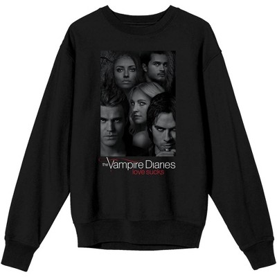 The Vampire Diaries Group Shot Juniors Black Long Sleeve Sweatshirt-3xl ...