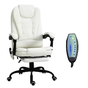 Faux Leather Adjustable High Back Office Recliner Chair with 7-Point Vibrating Massage, Lumbar Support and Footrest - 1 of 4