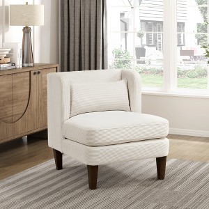 Corduroy Upholstery Modern Accent Chair with Foam Seat, Reversible Cushions, Removable Cover and Pillow - 1 of 4