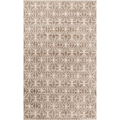 Brown Geometric Stain-Resistant Rectangular Area Rug