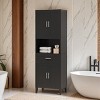 70.9" High Freestanding Tall Bathroom Cabinet with a Drawer, 2 Cabinets, 4 Soft-Close Doors, 2 Adjustable Shelves, Open Storage - Leovsnove - 2 of 4