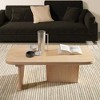 Munora 47.2" Pine Wood Coffee Table, Rectangle-Shaped Natural Finish with Abstract Base - 4 of 4