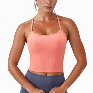 Anna-Kaci Active Women's Ribbed Cropped Tank with Strappy Back and Stretch Fit for Lightweight Layering - 1 of 4