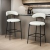 Leovsnove Modern Boucle Island Chairs Bar Chair Set of 2, Counter Height Bar Stools with Curved Backrest, Teddy Fabric, Adjustable Footpads - 2 of 4