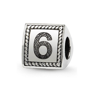 Black Bow Jewelry Triangle Block, Number 6 Sterling Silver Bead Charm